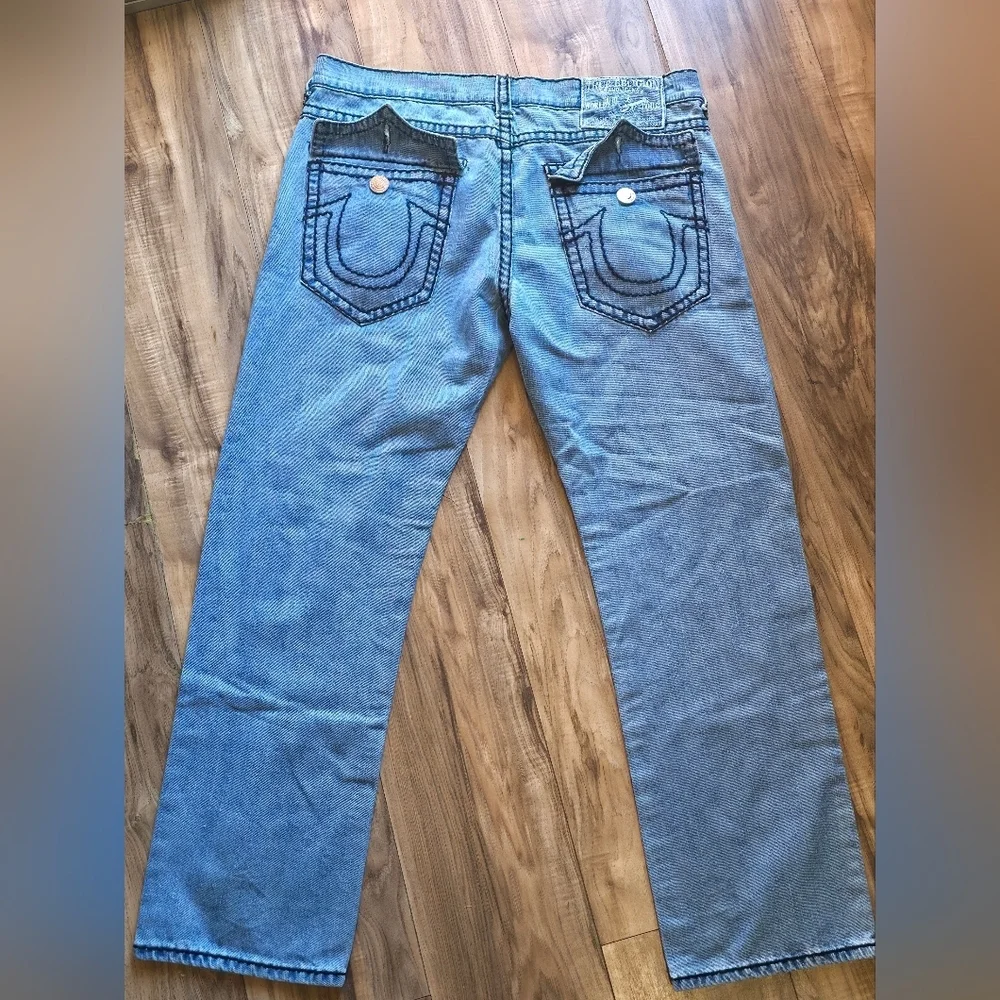 True Religion Men's Light Blue Straight Jeans